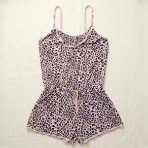 Cheetah Romper Sleeper XL Cozy Animal Print Purple Pink Stretchy Romper